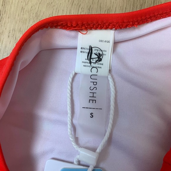 NWT Cupshe Womens Bikini Swimsuit Bottoms Size Small Red White Polka Dot - Picture 3 of 12